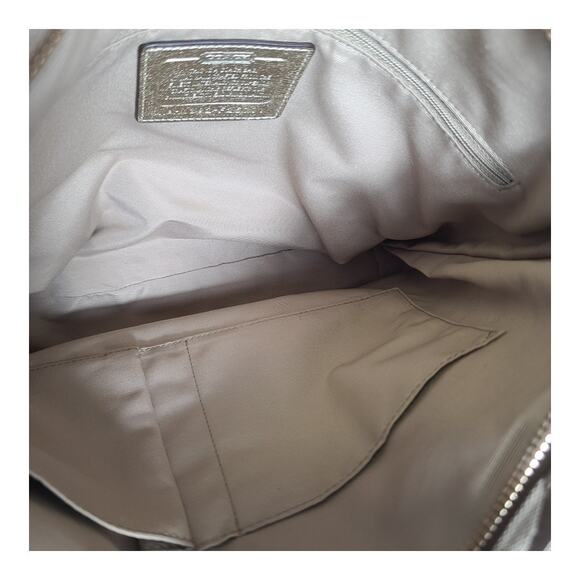 Coach Gold Tan Signature Stripe Logo Bag Purse Tote Satchel Shoulder Bag NEW - Picture 5 of 5